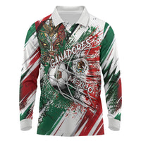 Personalized Mexico Football Ganadores Long Sleeve Polo Shirt Aztec Jaguar Cultural Heritage Soccer Art
