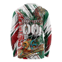 Personalized Mexico Football Ganadores Long Sleeve Shirt Aztec Jaguar Cultural Heritage Soccer Art