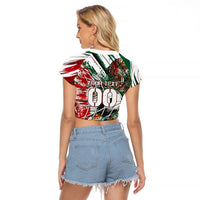 Personalized Mexico Football Ganadores Raglan Cropped T Shirt Aztec Jaguar Cultural Heritage Soccer Art