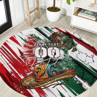 Personalized Mexico Football Ganadores Round Carpet Aztec Jaguar Cultural Heritage Soccer Art