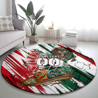 Personalized Mexico Football Ganadores Round Carpet Aztec Jaguar Cultural Heritage Soccer Art