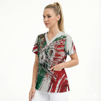 Personalized Mexico Football Ganadores Scrub Top Aztec Jaguar Cultural Heritage Soccer Art