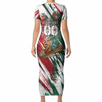 Personalized Mexico Football Ganadores Short Sleeve Bodycon Dress Aztec Jaguar Cultural Heritage Soccer Art