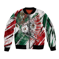 Personalized Mexico Football Ganadores Sleeve Zip Bomber Jacket Aztec Jaguar Cultural Heritage Soccer Art