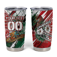 Personalized Mexico Football Ganadores Tumbler Cup Aztec Jaguar Cultural Heritage Soccer Art