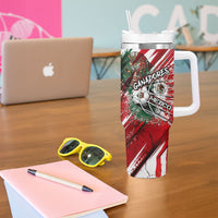 Personalized Mexico Football Ganadores Tumbler With Handle Aztec Jaguar Cultural Heritage Soccer Art