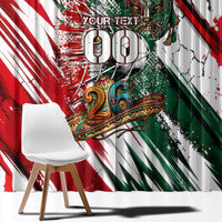 Personalized Mexico Football Ganadores Window Curtain Aztec Jaguar Cultural Heritage Soccer Art