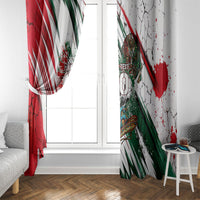 Personalized Mexico Football Ganadores Window Curtain Aztec Jaguar Cultural Heritage Soccer Art