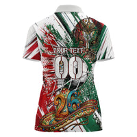 Personalized Mexico Football Ganadores Women Polo Shirt Aztec Jaguar Cultural Heritage Soccer Art