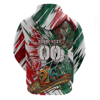 Personalized Mexico Football Ganadores Zip Hoodie Aztec Jaguar Cultural Heritage Soccer Art