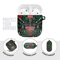 Mexico Football Golden Eagle Champions AirPods Case Aztec Geometric Pattern Red Rose