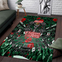 Mexico Football Golden Eagle Champions Area Rug Aztec Geometric Pattern Red Rose