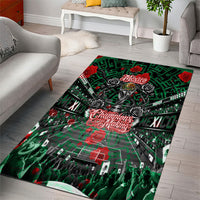 Mexico Football Golden Eagle Champions Area Rug Aztec Geometric Pattern Red Rose
