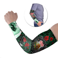 Mexico Football Golden Eagle Champions Arm Sleeves Aztec Geometric Pattern Red Rose