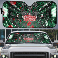 Mexico Football Golden Eagle Champions Auto Sun Shade Aztec Geometric Pattern Red Rose