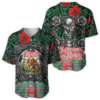 Mexico Football Golden Eagle Champions Baseball Jersey Aztec Geometric Pattern Red Rose