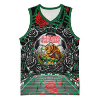 Mexico Football Golden Eagle Champions Basketball Jersey Aztec Geometric Pattern Red Rose