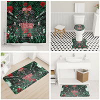 Mexico Football Golden Eagle Champions Bathroom Set Aztec Geometric Pattern Red Rose