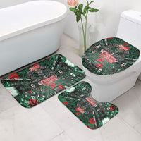Mexico Football Golden Eagle Champions Bathroom Set Aztec Geometric Pattern Red Rose