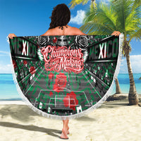 Mexico Football Golden Eagle Champions Beach Blanket Aztec Geometric Pattern Red Rose
