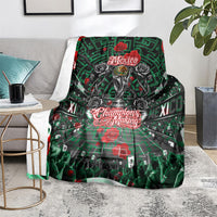 Mexico Football Golden Eagle Champions Blanket Aztec Geometric Pattern Red Rose