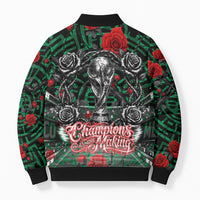 Mexico Football Golden Eagle Champions Bomber Puffer Jacket Aztec Geometric Pattern Red Rose