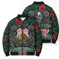 Mexico Football Golden Eagle Champions Bomber Puffer Jacket Aztec Geometric Pattern Red Rose