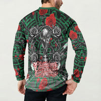 Mexico Football Golden Eagle Champions Button Sweatshirt Aztec Geometric Pattern Red Rose