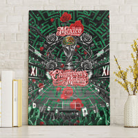Mexico Football Golden Eagle Champions Canvas Wall Art Aztec Geometric Pattern Red Rose