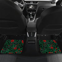 Mexico Football Golden Eagle Champions Car Mats Aztec Geometric Pattern Red Rose