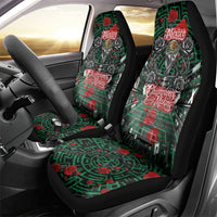 Mexico Football Golden Eagle Champions Car Seat Cover Aztec Geometric Pattern Red Rose