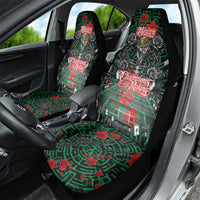 Mexico Football Golden Eagle Champions Car Seat Cover Aztec Geometric Pattern Red Rose