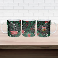 Mexico Football Golden Eagle Champions Ceramic Mug Aztec Geometric Pattern Red Rose