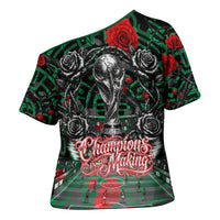 Mexico Football Golden Eagle Champions Cross Shoulder Shirt Aztec Geometric Pattern Red Rose