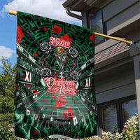 Mexico Football Golden Eagle Champions Garden Flag Aztec Geometric Pattern Red Rose