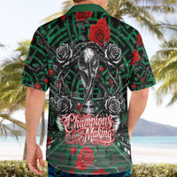 Mexico Football Golden Eagle Champions Hawaiian Shirt Aztec Geometric Pattern Red Rose