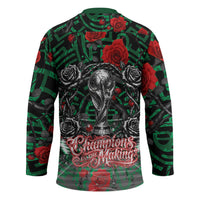 Mexico Football Golden Eagle Champions Hockey Jersey Aztec Geometric Pattern Red Rose