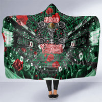 Mexico Football Golden Eagle Champions Hooded Blanket Aztec Geometric Pattern Red Rose
