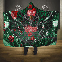 Mexico Football Golden Eagle Champions Hooded Blanket Aztec Geometric Pattern Red Rose