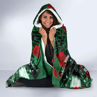 Mexico Football Golden Eagle Champions Hooded Blanket Aztec Geometric Pattern Red Rose