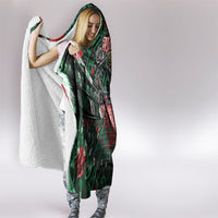 Mexico Football Golden Eagle Champions Hooded Blanket Aztec Geometric Pattern Red Rose