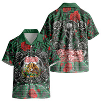 Mexico Football Golden Eagle Champions Kid Hawaiian Shirt Aztec Geometric Pattern Red Rose