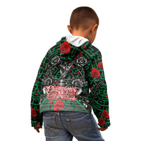 Mexico Football Golden Eagle Champions Kid Hoodie Aztec Geometric Pattern Red Rose