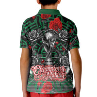 Mexico Football Golden Eagle Champions Kid Polo Shirt Aztec Geometric Pattern Red Rose