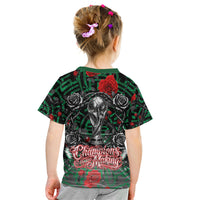 Mexico Football Golden Eagle Champions Kid T Shirt Aztec Geometric Pattern Red Rose