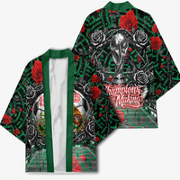 Mexico Football Golden Eagle Champions Kimono Aztec Geometric Pattern Red Rose