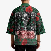 Mexico Football Golden Eagle Champions Kimono Aztec Geometric Pattern Red Rose