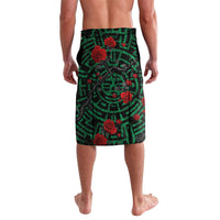 Mexico Football Golden Eagle Champions Lavalava Aztec Geometric Pattern Red Rose