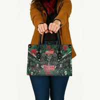 Mexico Football Golden Eagle Champions Leather Bag Aztec Geometric Pattern Red Rose