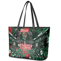 Mexico Football Golden Eagle Champions Leather Tote Bag Aztec Geometric Pattern Red Rose